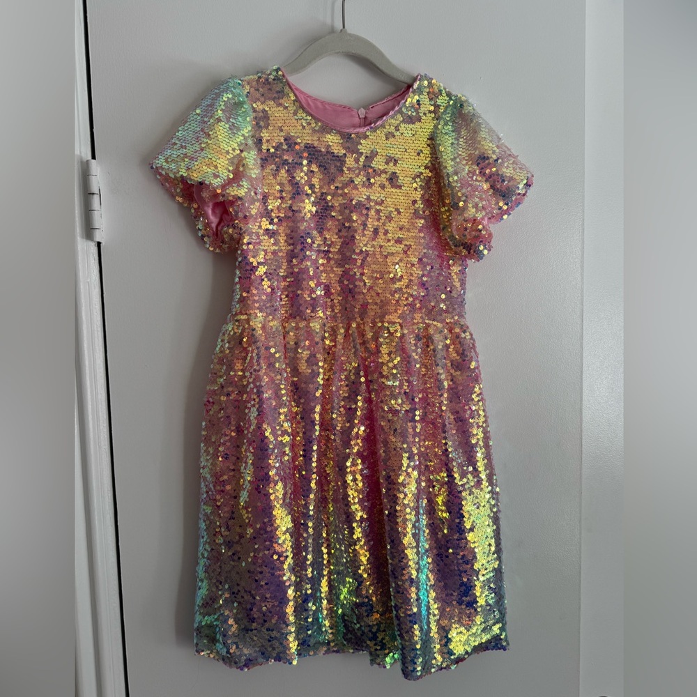 Lola + The Boys Puff Sleeve Ombré Sequin Dress